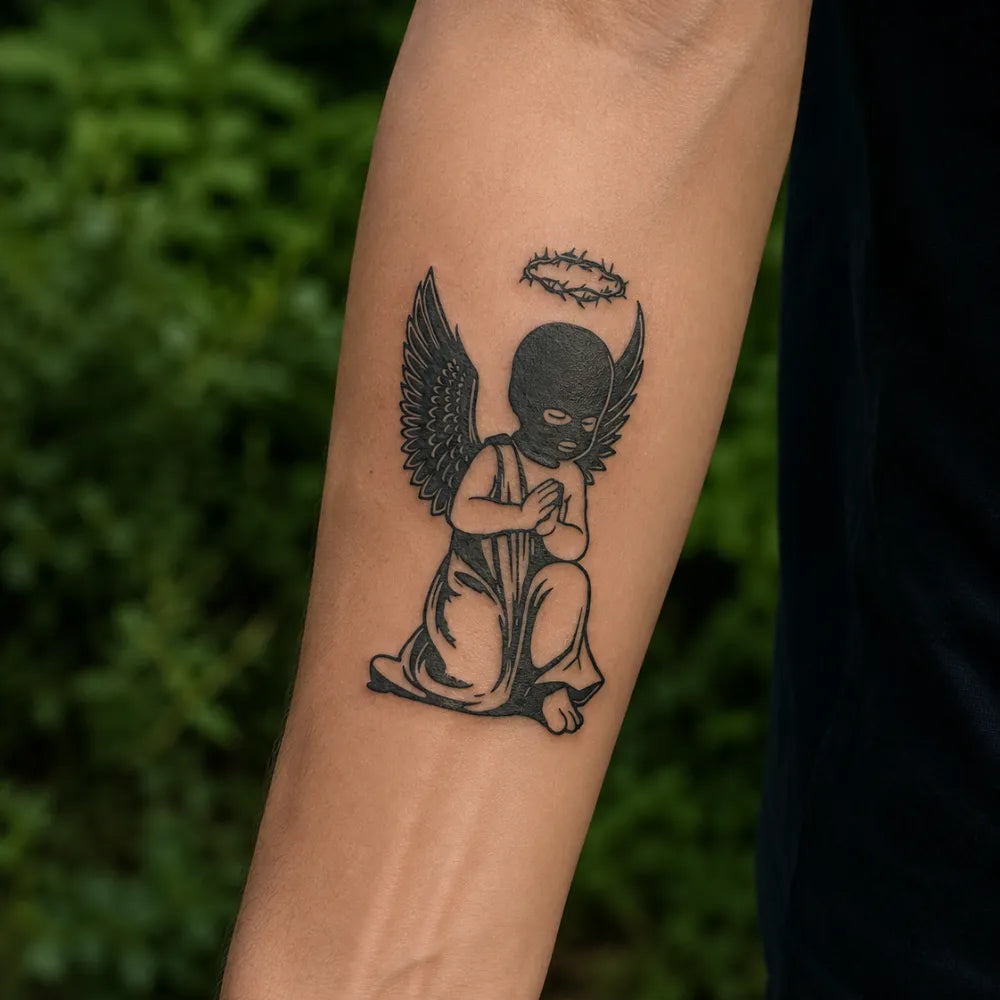SafeTatt — Fallen Angel · fotografie tetování na kůži